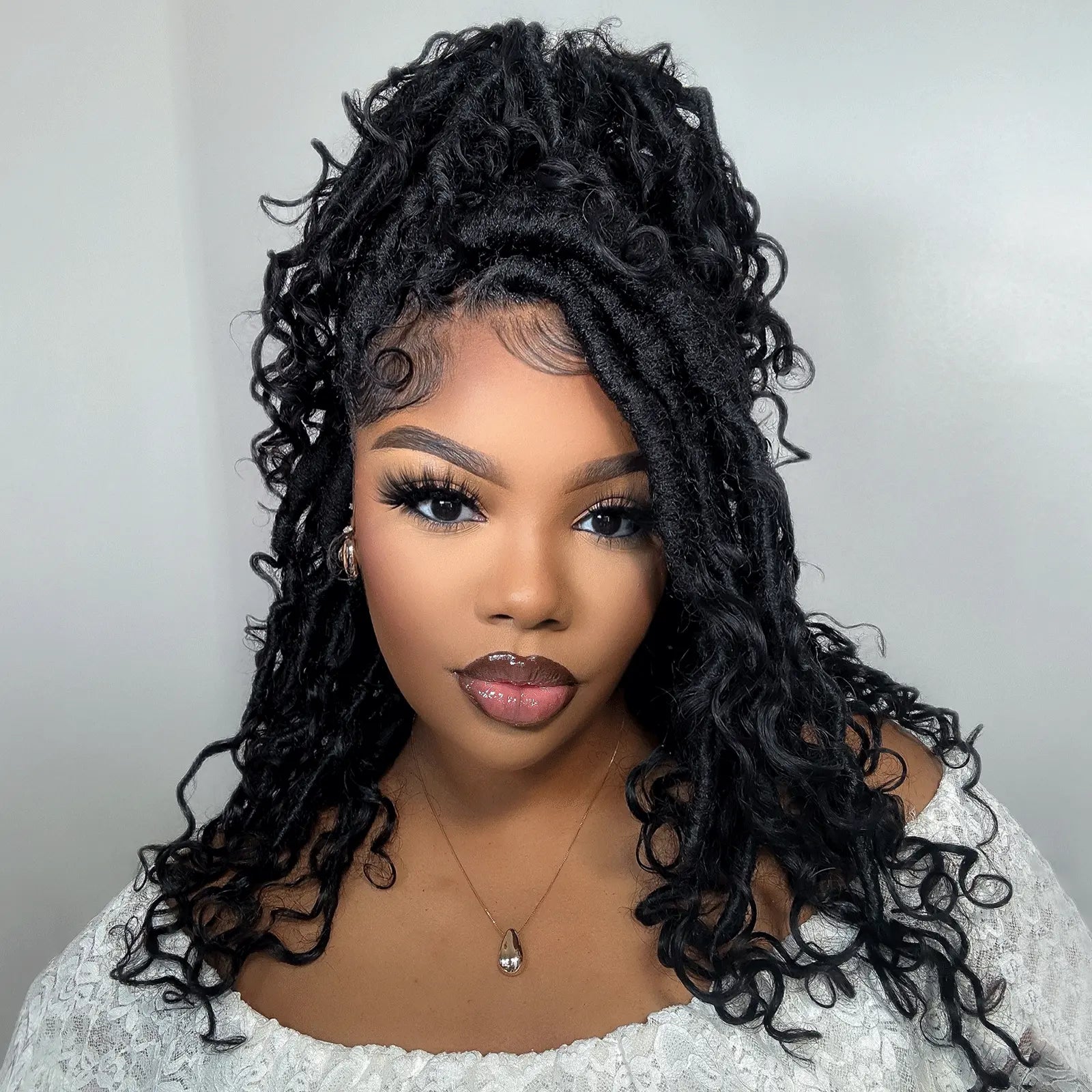 Toyotress Crochet Boho Locs Braiding Hair With Human Hair Curls Pre Looped Goddess Boho Dreadlocks Curly Full Ends Hair Extensions